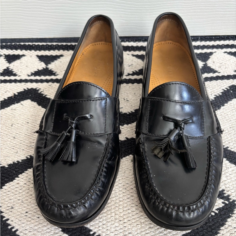 MENS COLE HAAN BLACK PINCH TASSEL LOAFERS HAND SEWN LEATHER IMPORTED INDIA SZ 12 - Picture 11 of 15